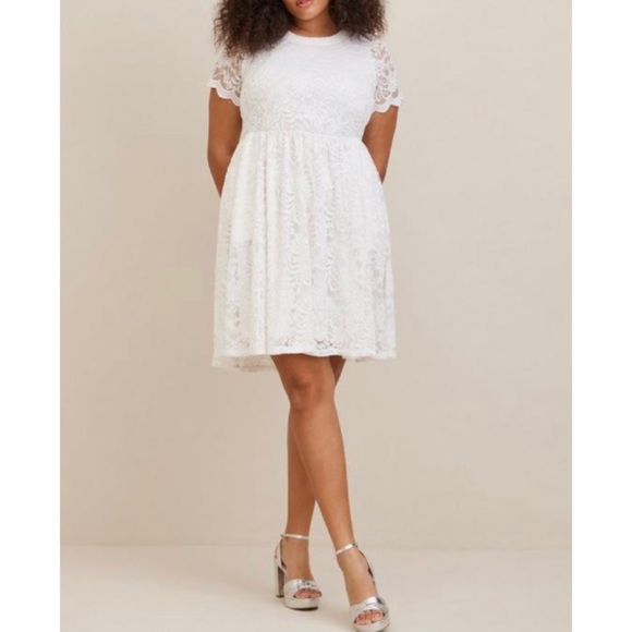 torrid Dresses & Skirts - ⭐️SOLD⭐️ 🆕 White Mini Lace Fit & Flare Dress 3 3X 22 24 NWT Torrid New!